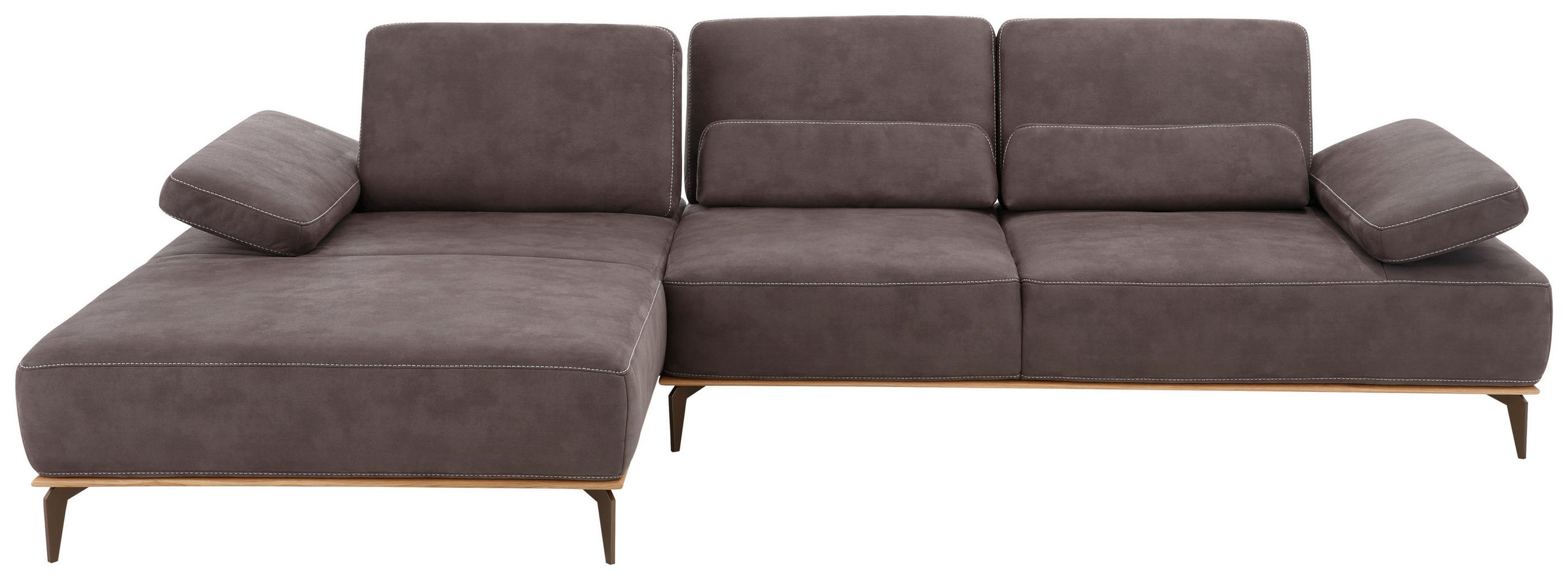 ECKSOFA 16580 Sprint Mokka Mikrofaser  - Beige/Bronzefarben, Natur, Textil/Metall (176/298cm) - Valnatura