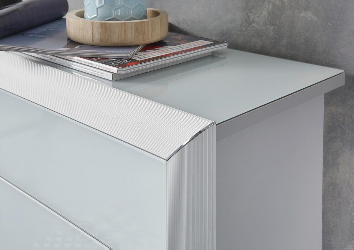 SCHUHSCHRANK Weiß, Alufarben  - Alufarben/Weiß, Design, Glas/Holzwerkstoff (109/104/28cm) - Dieter Knoll