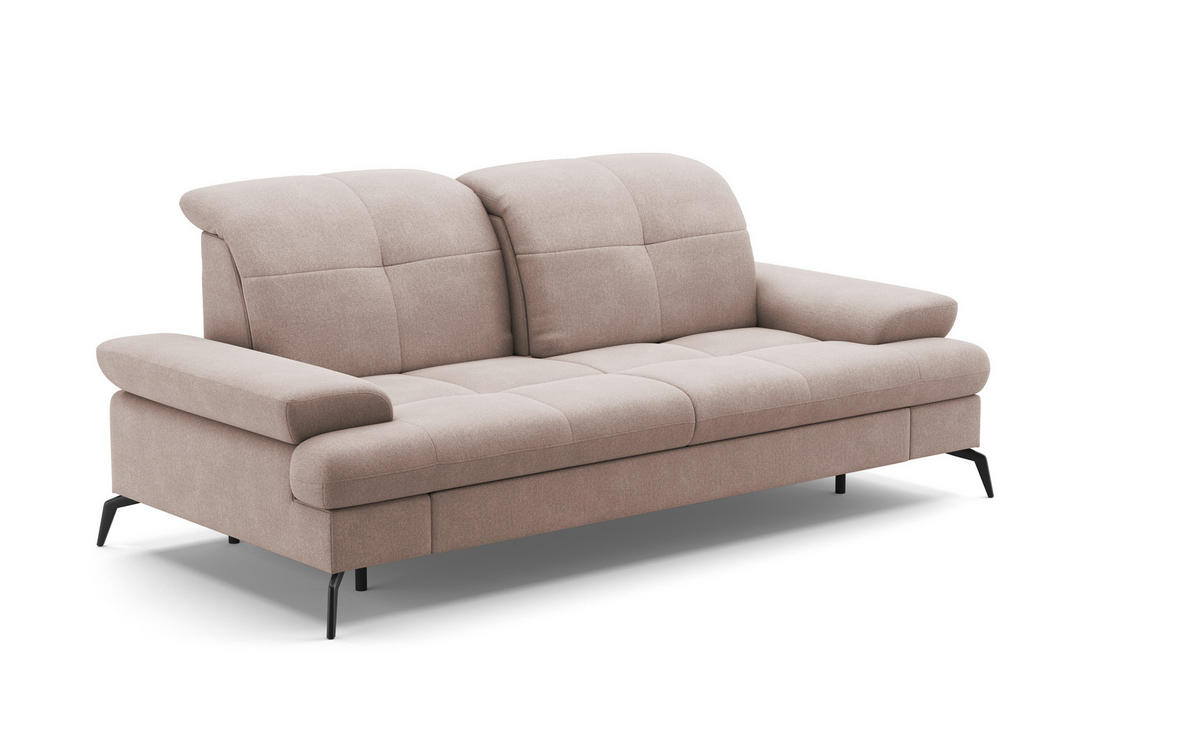 2,5-SITZER in Flachgewebe Greige  - Greige/Schwarz, Konventionell, Textil/Metall (202/90/122cm) - Sit & More