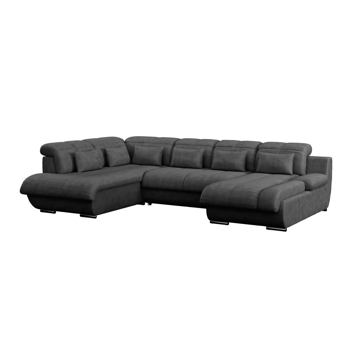 WOHNLANDSCHAFT Anthrazit Mikrofaser  - Chromfarben/Anthrazit, MODERN, Textil/Metall (228/345/184cm) - MID.YOU