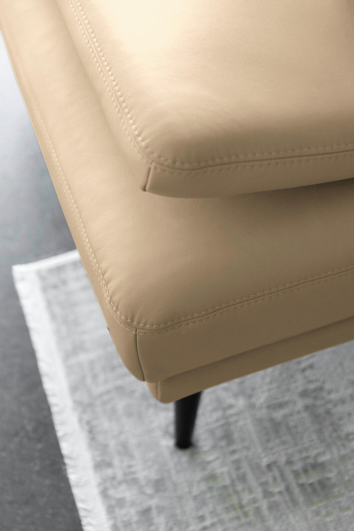 ECKSOFA Echtleder Sandfarben  - Sandfarben/Schwarz, Konventionell, Leder/Metall (180/301cm) - Joop!