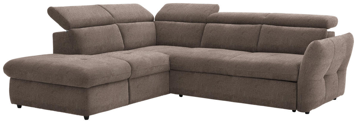 ECKSOFA in Mikrofaser Taupe  - Taupe/Schwarz, Design, Kunststoff/Textil (224/254cm) - Livetastic