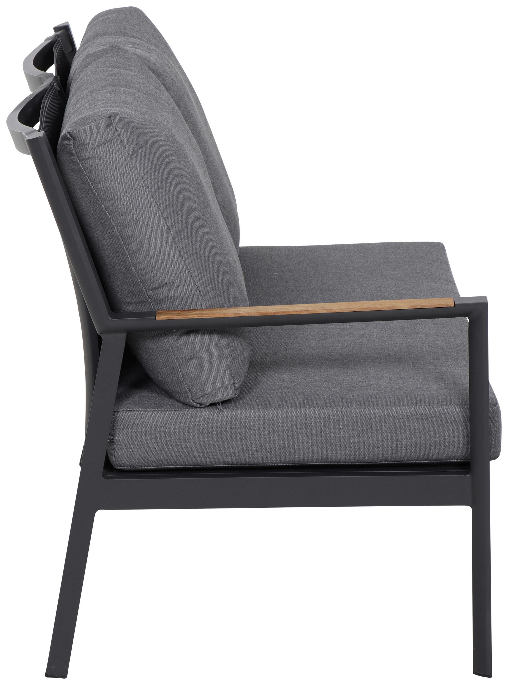 LOUNGEGARNITUR Anthrazit, Teakfarben Teakholz Aluminium  - Anthrazit/Teakfarben, KONVENTIONELL, Holz/Kunststoff - Siena Garden