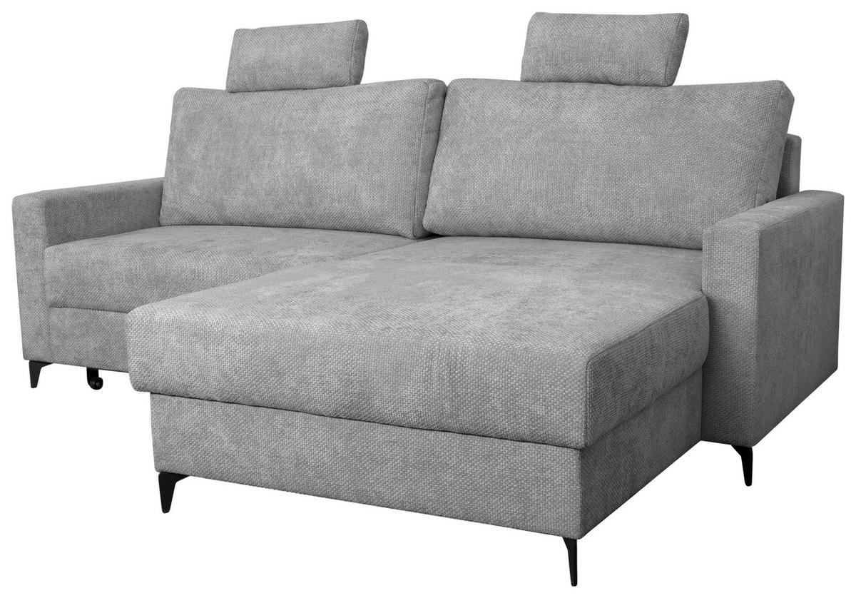 ECKSOFA Hellgrau Struktur  - Hellgrau/Schwarz, KONVENTIONELL, Textil/Metall (230/164cm) - Carryhome