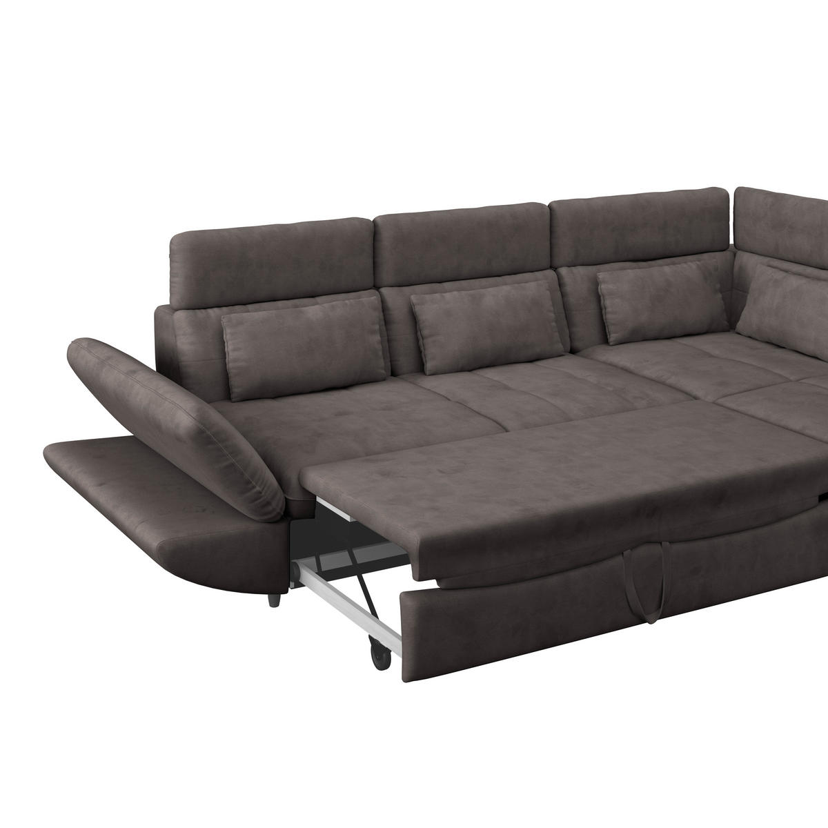 WOHNLANDSCHAFT in Webstoff Dunkelbraun  - Dunkelbraun/Schwarz, Modern, Kunststoff/Textil (233/311cm) - MID.YOU