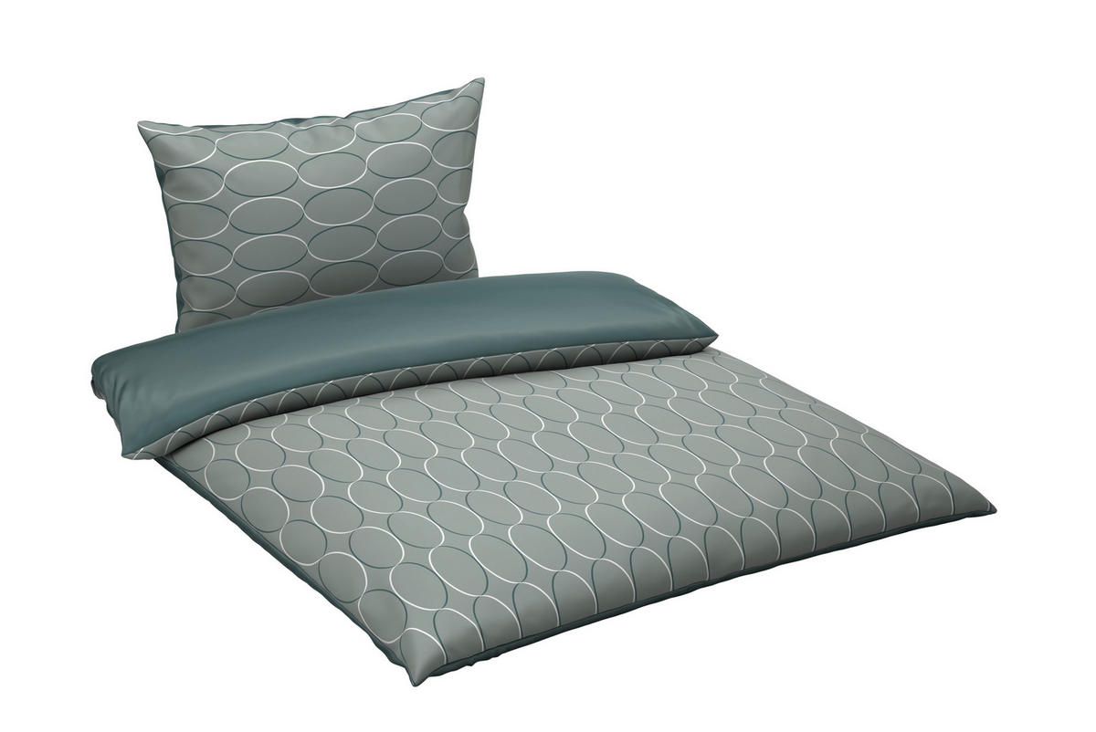 WENDEBETTWÄSCHE Mavie Satin 140/200 cm  - Grün, KONVENTIONELL, Textil (140/200cm) - Novel