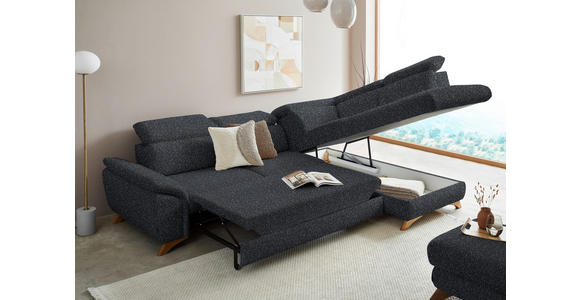 ECKSOFA in Bouclé Schwarz  - Eichefarben/Schwarz, MODERN, Holz/Textil (287/212cm) - Valnatura