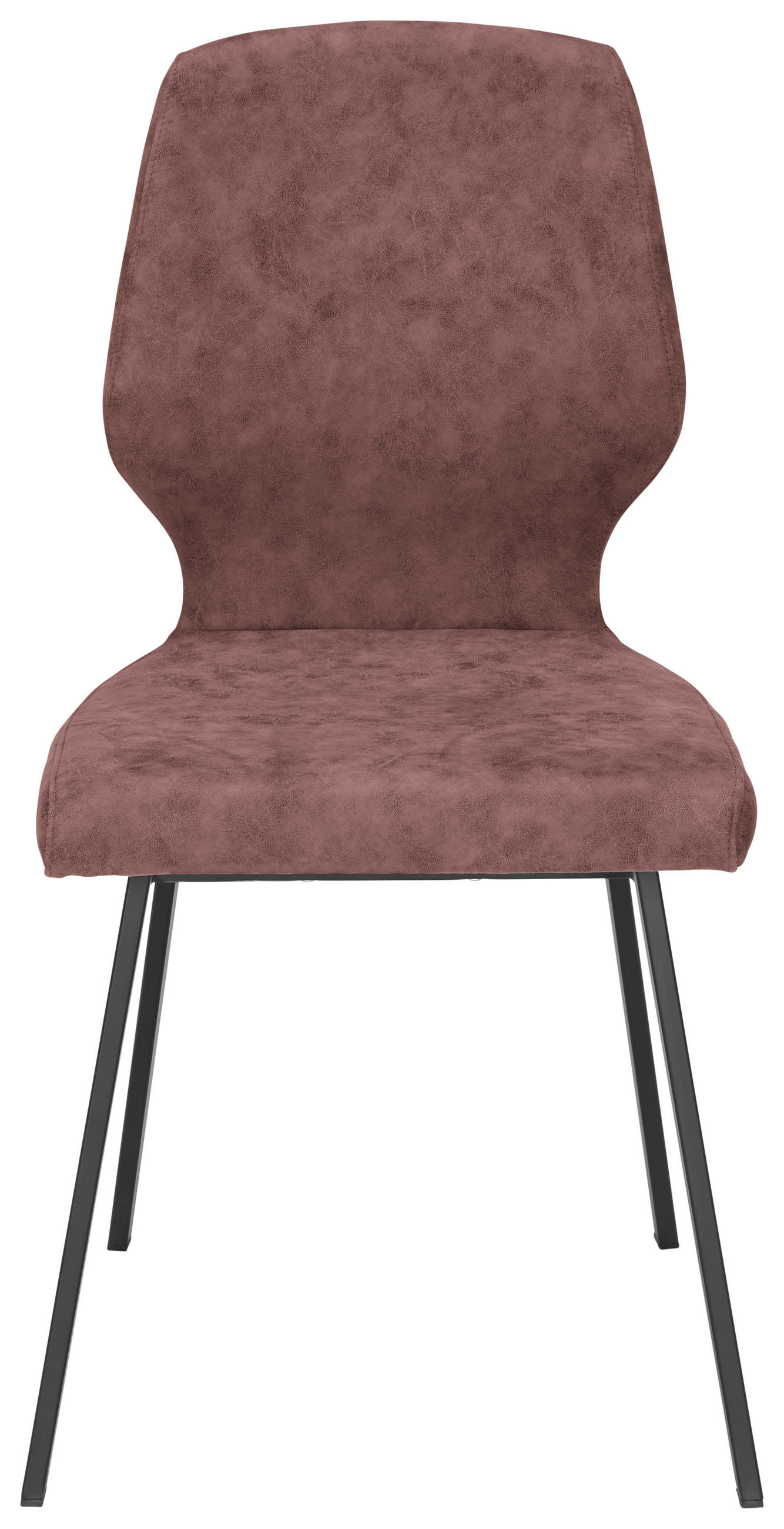 STUHL  in Eisen Mikrofaser  - Altrosa/Schwarz, Modern, Textil/Metall (46/91/61cm) - Venda