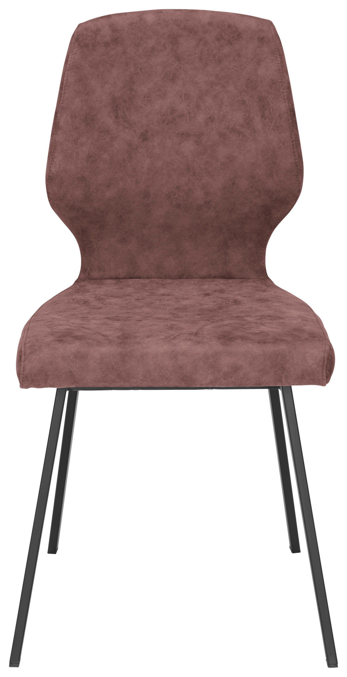 STUHL  in Eisen Mikrofaser  - Altrosa/Schwarz, Modern, Textil/Metall (46/91/61cm) - Venda