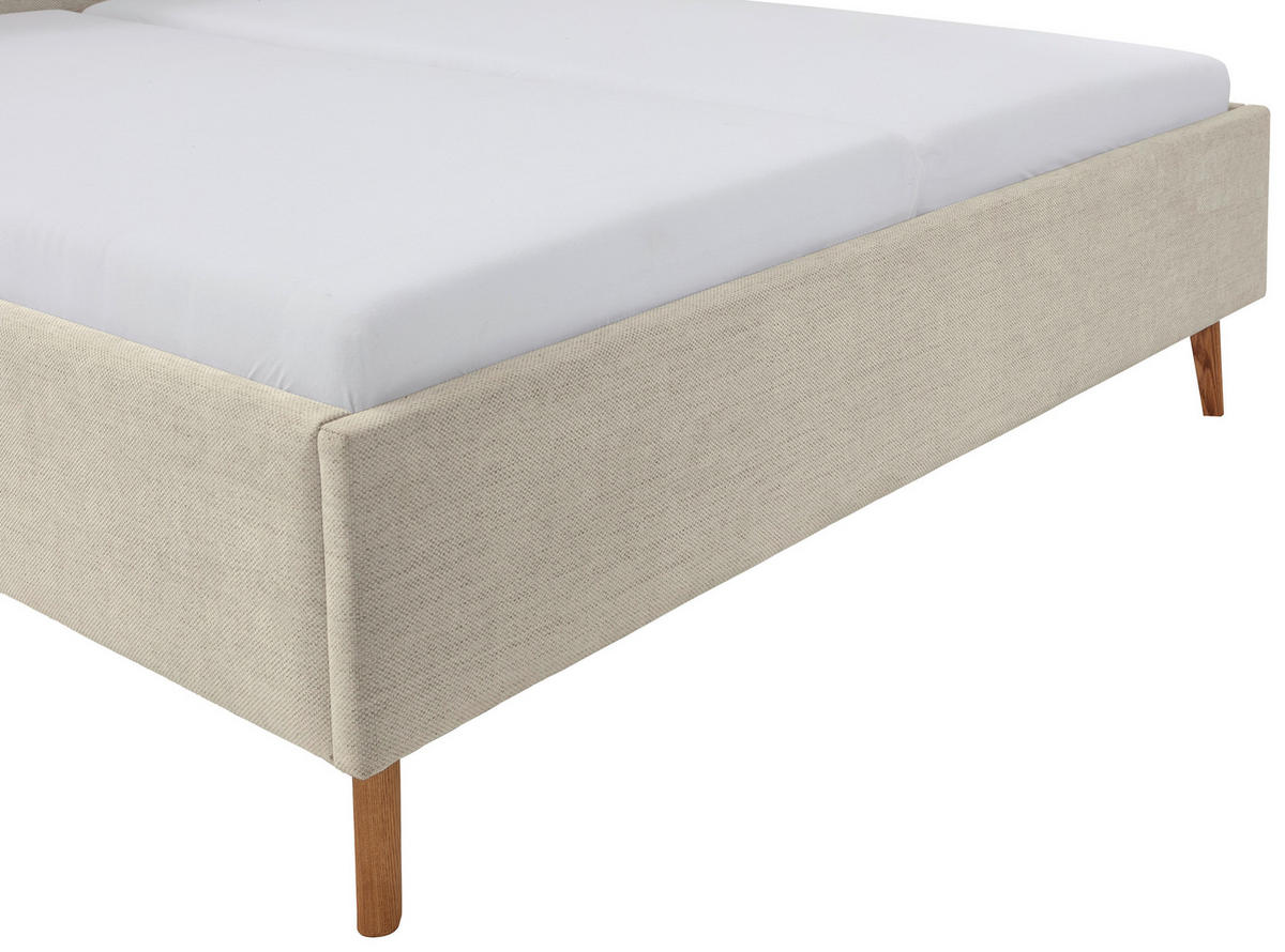 POLSTERBETT PAULO 180/200 cm  in Beige  - Eichefarben/Beige, Design, Holz/Textil (180/200cm) - Xora