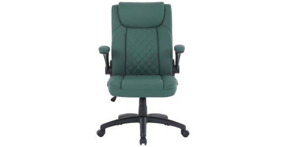 CHEFSESSEL Lederlook Dunkelgrün  - Dunkelgrün/Schwarz, Design, Kunststoff/Textil (63,5/110-120/68cm) - Carryhome