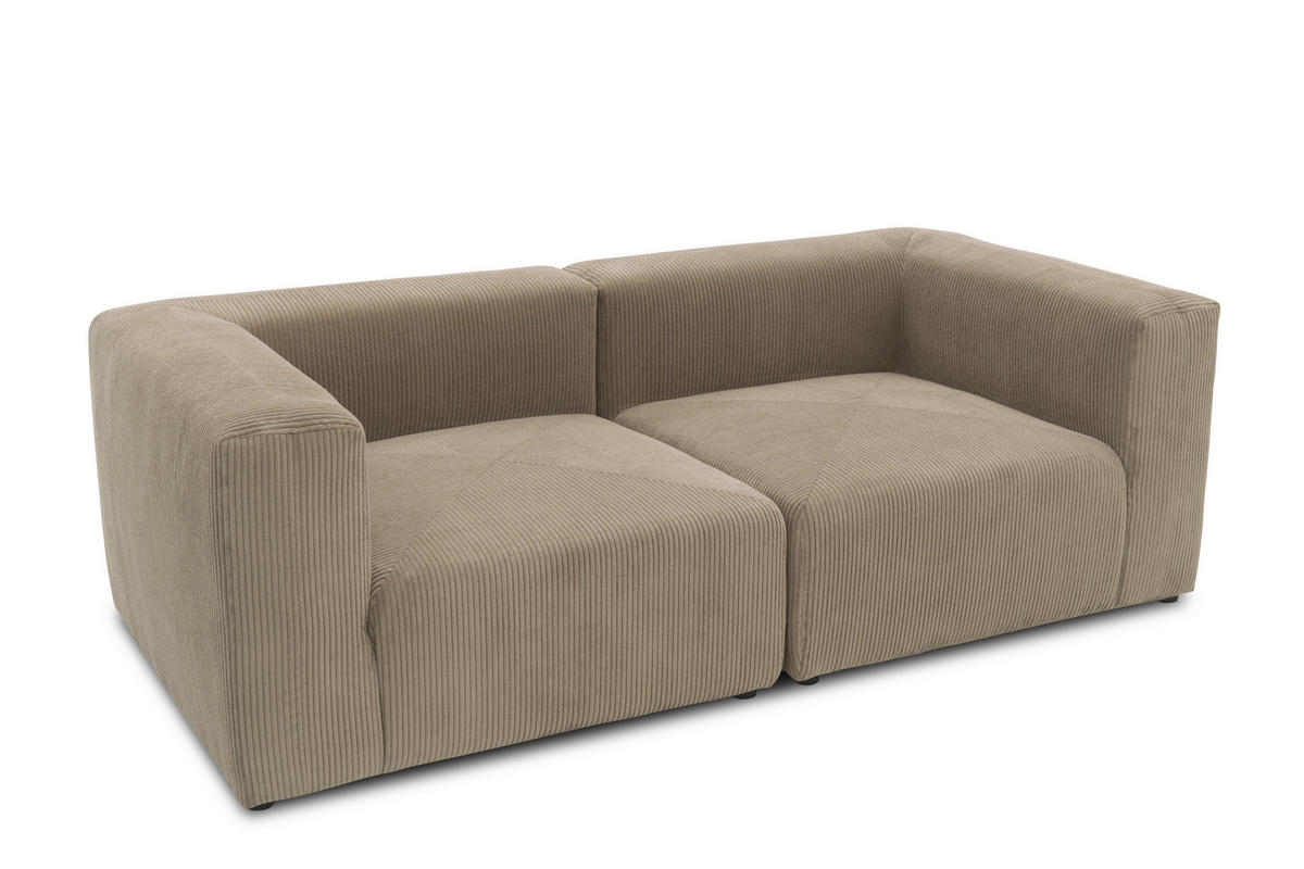 2-SITZER-SOFA Cord, Mikrofaser Schlammfarben  - Schlammfarben/Schwarz, Design, Kunststoff/Textil (216/69/108cm) - MID.YOU