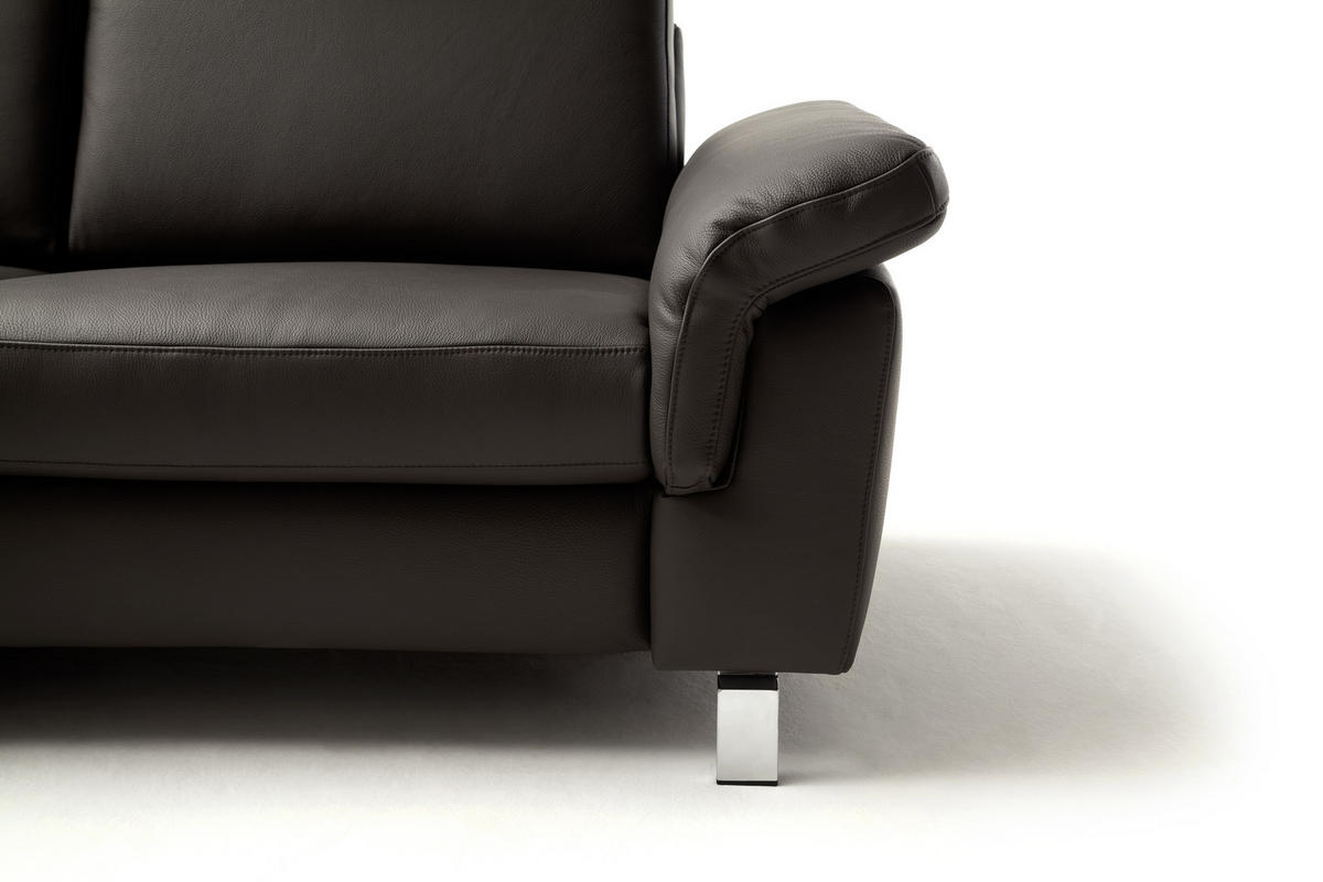 ECKSOFA in Echtleder Dunkelbraun  - Chromfarben/Dunkelbraun, Design, Leder/Metall (200/271cm) - Pure Home Lifestyle