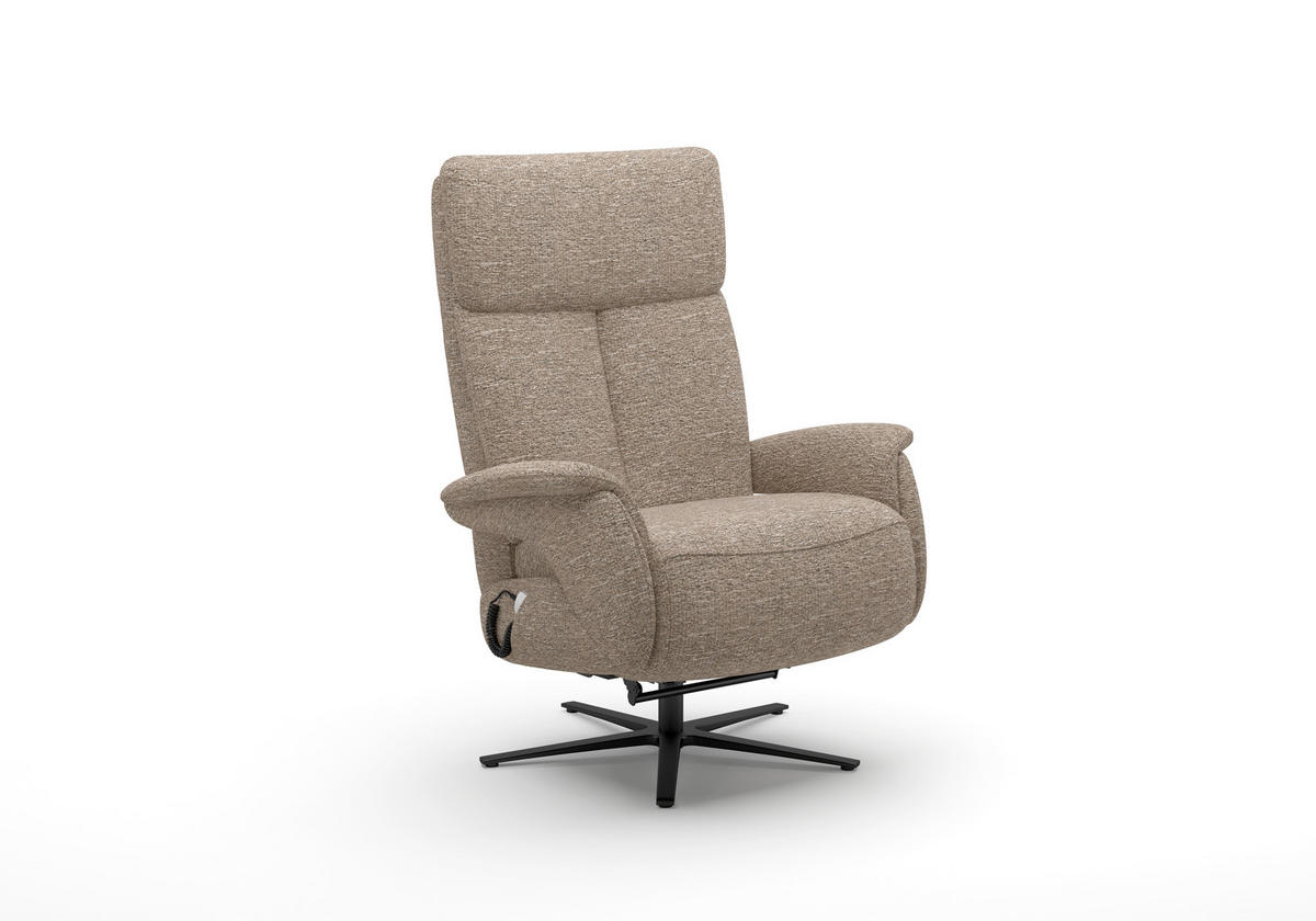 RELAXSESSEL TV TRIPLE SEVEN XTRA LARGE S1 Chenille Kopfteilverstellung, Fußteilverstellung, Rücken echt    - Schwarz/Cappuccino, Basics, Textil/Metall (86/111/86cm) - Sit & More