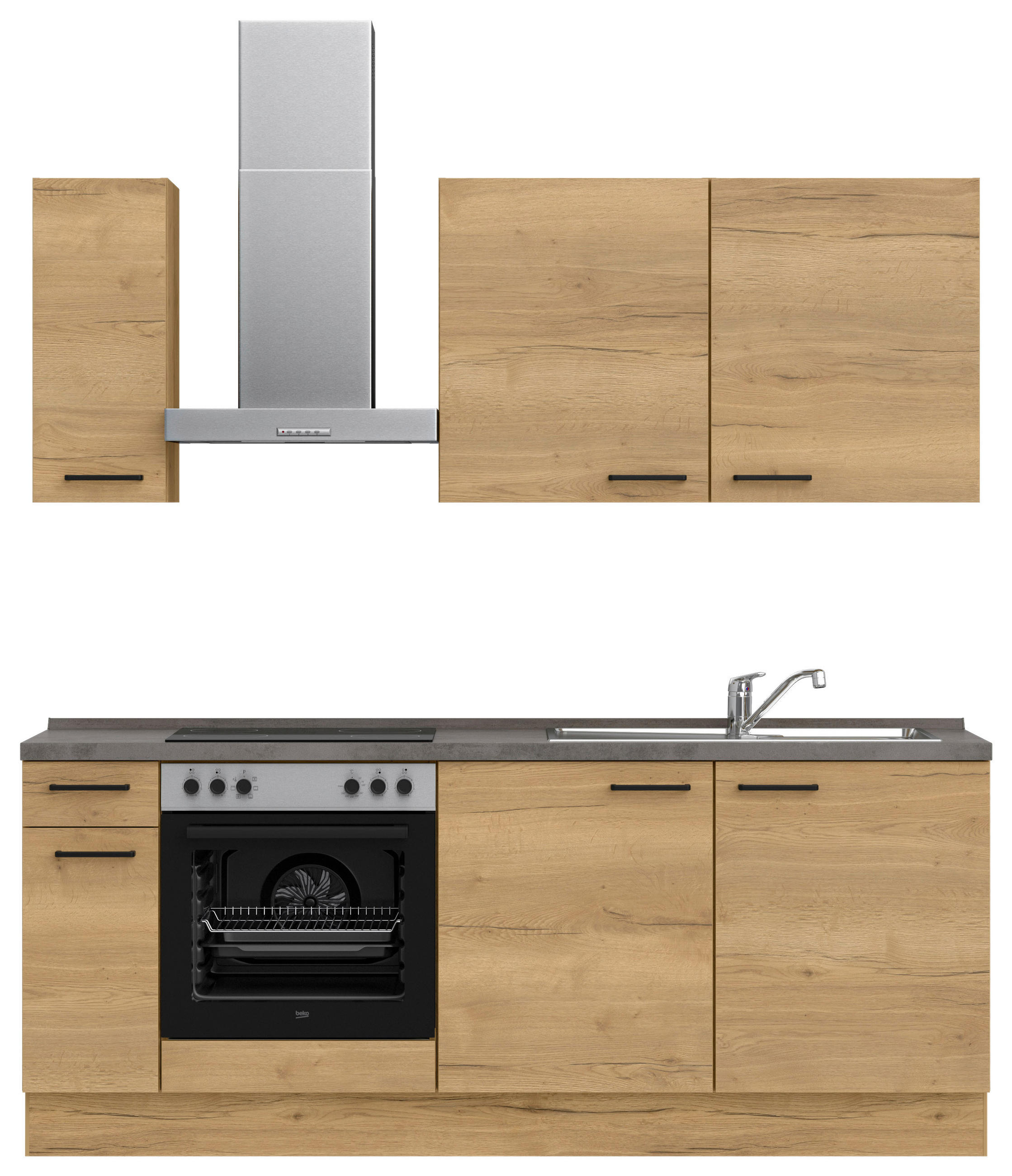 KÜCHENLEERBLOCK 210 cm   in Eichefarben, Schieferfarben  - Schieferfarben/Eichefarben, MODERN, Holzwerkstoff/Metall (210cm) - Nobilia