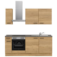 KÜCHENLEERBLOCK 210 cm   in Eichefarben, Schieferfarben  - Schieferfarben/Eichefarben, MODERN, Holzwerkstoff/Metall (210cm) - Nobilia