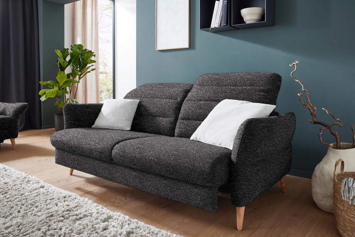 2-SITZER-SOFA in Webstoff Dunkelgrau  - Eiche Bianco/Dunkelgrau, Design, Holz/Textil (192-220/85-106/98-112cm) - Dieter Knoll