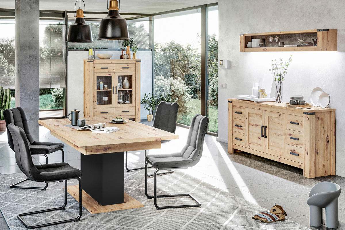 VÝSUVNÝ STŮL, dub artisan, 180-230/77/100 cm - dub artisan, Basics, kompozitní dřevo (180-230/77/100cm) - Hom`in