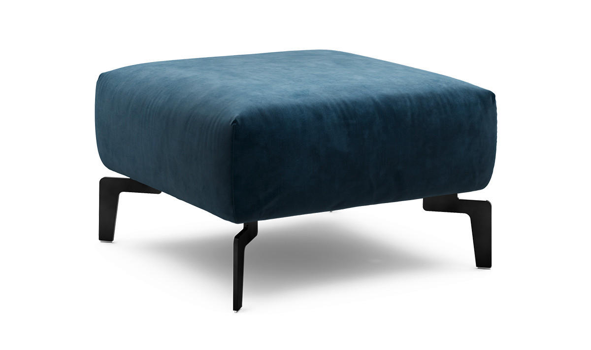 HOCKER Samt Dunkelblau  - Schwarz/Dunkelblau, Design, Textil/Metall (70/70/46cm) - SENSOO