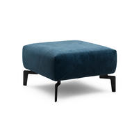 HOCKER Samt Dunkelblau  - Schwarz/Dunkelblau, Design, Textil/Metall (70/70/46cm) - SENSOO