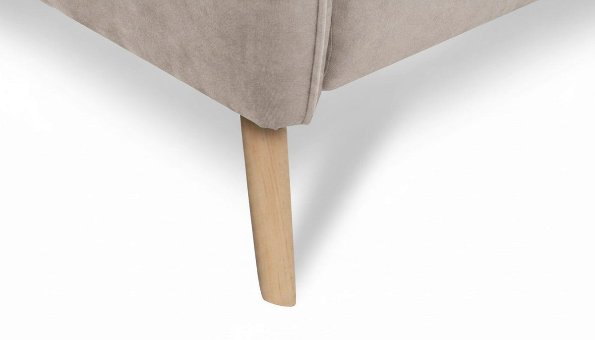 3-SITZER-SOFA  in Mikrofaser Taupe Skandinavisch, Modern  - Taupe/Buchefarben, Design, Holz/Textil (202cm) - Livetastic