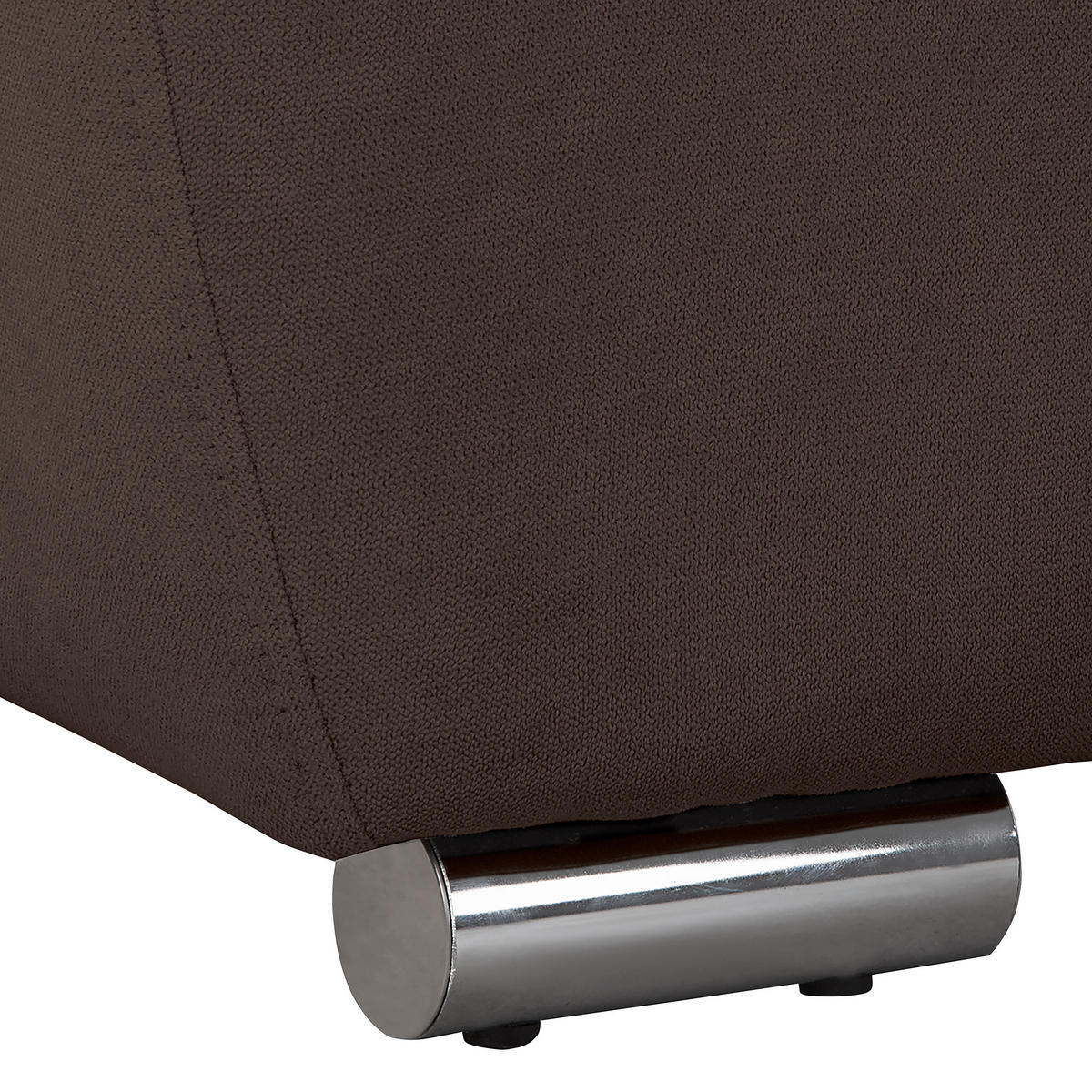 ECKSOFA in Mikrofaser Braun  - Silberfarben/Braun, Design, Textil/Metall (256/175cm) - Livetastic