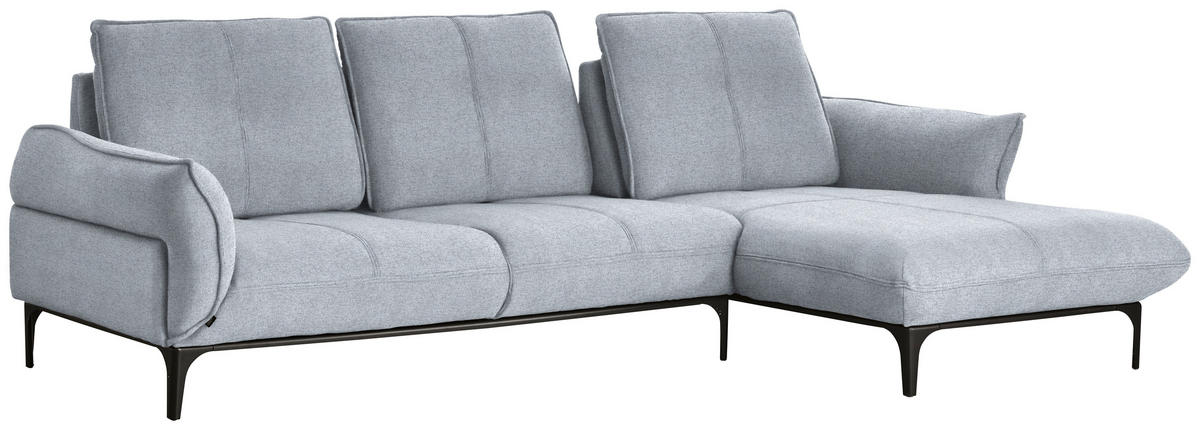 ECKSOFA in Webstoff Hellgrau  - Hellgrau/Schwarz, Natur, Textil (277/182cm) - Valnatura