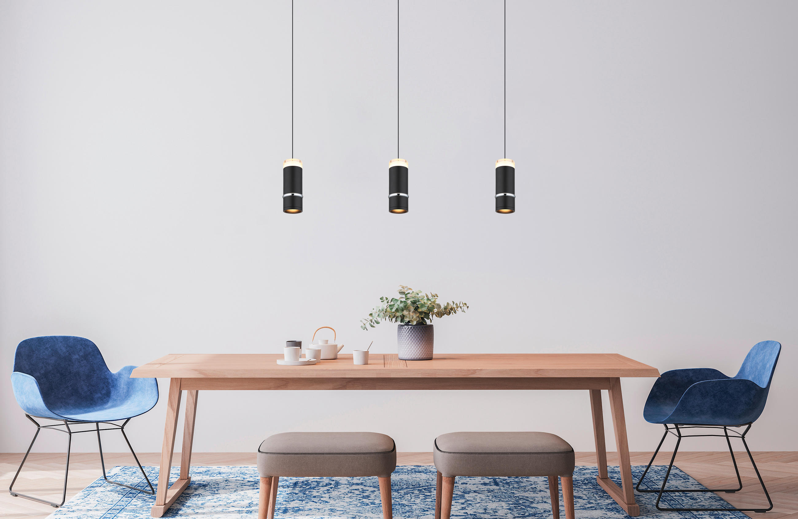 LED-HÄNGELEUCHTE 73/6,5/180 cm  - Schwarz, Design, Kunststoff/Metall (73/6,5/180cm) - Globo