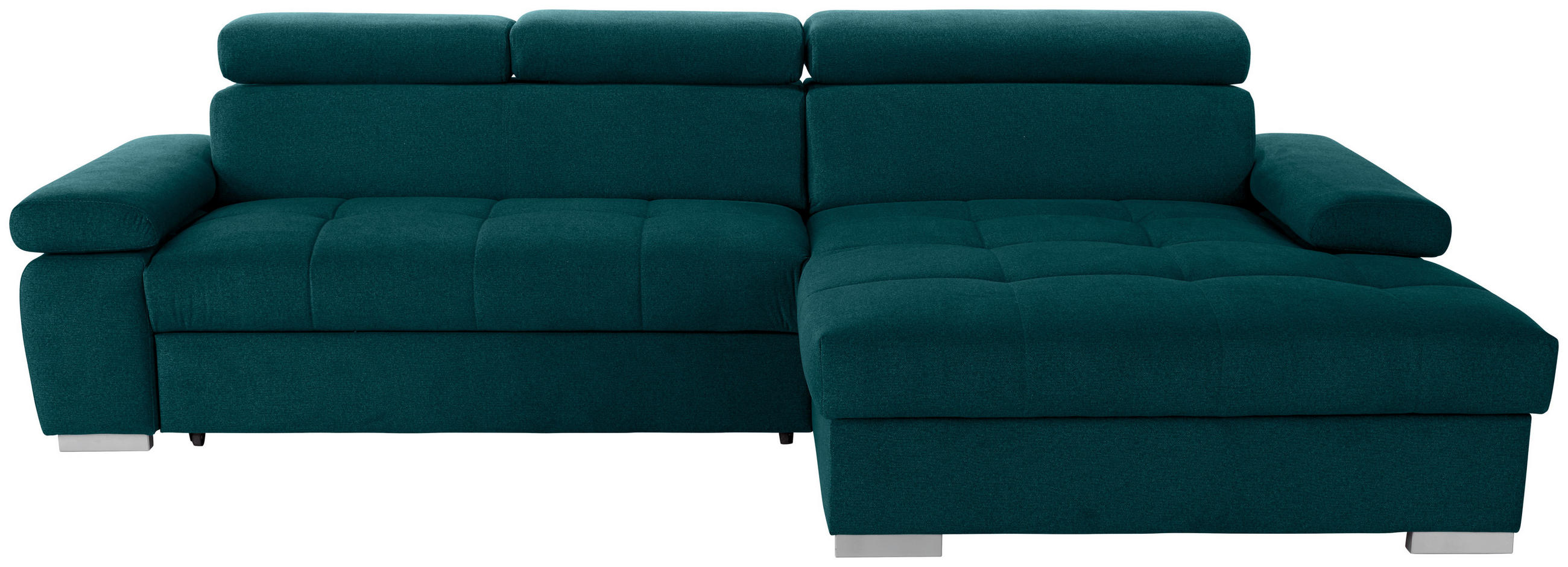ECKSOFA Dunkelgrün Velours  - Dunkelgrün/Silberfarben, Design, Holz/Textil (292/183cm) - Livetastic