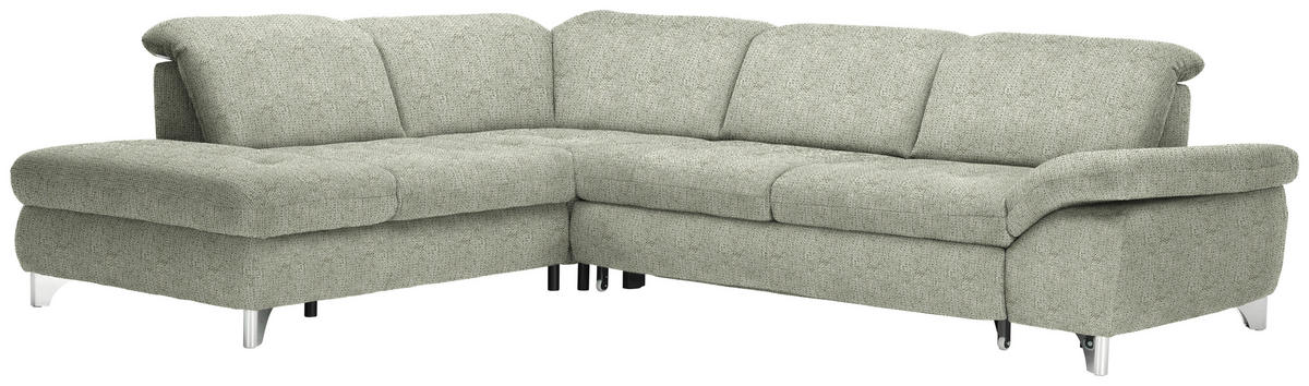 ECKSOFA in Webstoff Grün  - Alufarben/Grün, Design, Textil/Metall (260/319cm) - Beldomo Style