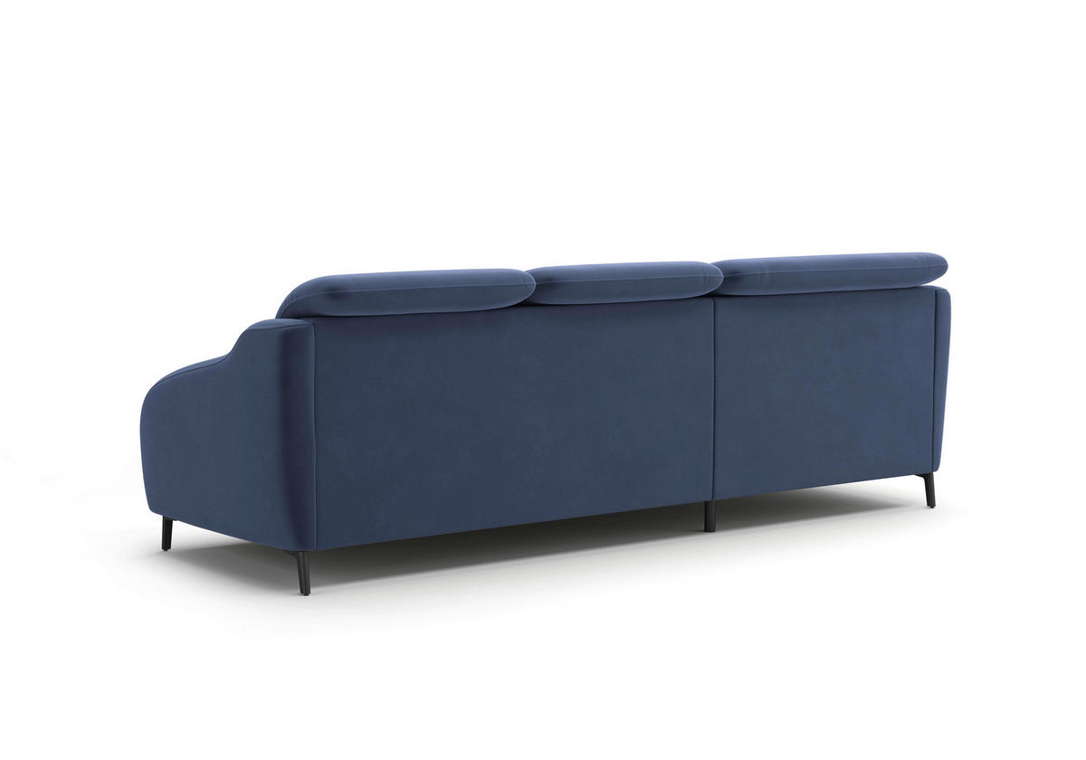 ECKSOFA BLUES V Blau Samt  - Blau/Schwarz, MODERN, Textil/Metall (191/271cm) - Sit & More
