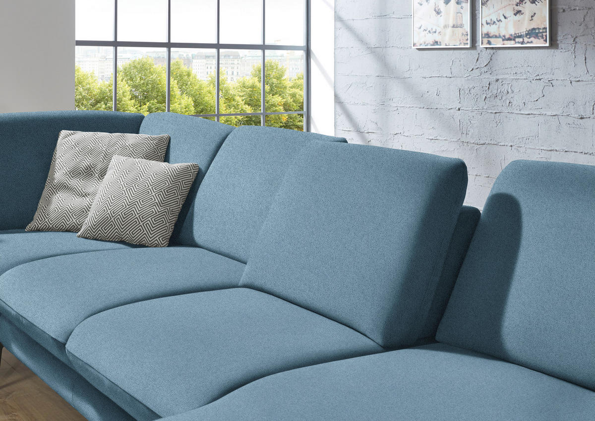 WOHNLANDSCHAFT in Webstoff Blau  - Blau/Schwarz, Design, Textil/Metall (208/344/180cm) - Dieter Knoll