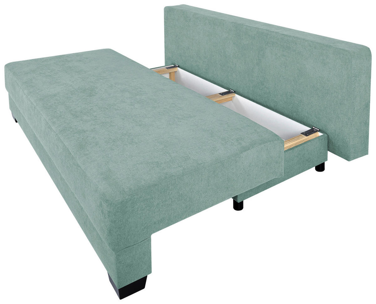 BOXSPRING KANAPÉ textil, faalapú anyag mentazöld  - fekete/mentazöld, Design, műanyag/faalapú anyag (200/90/110cm) - P & B