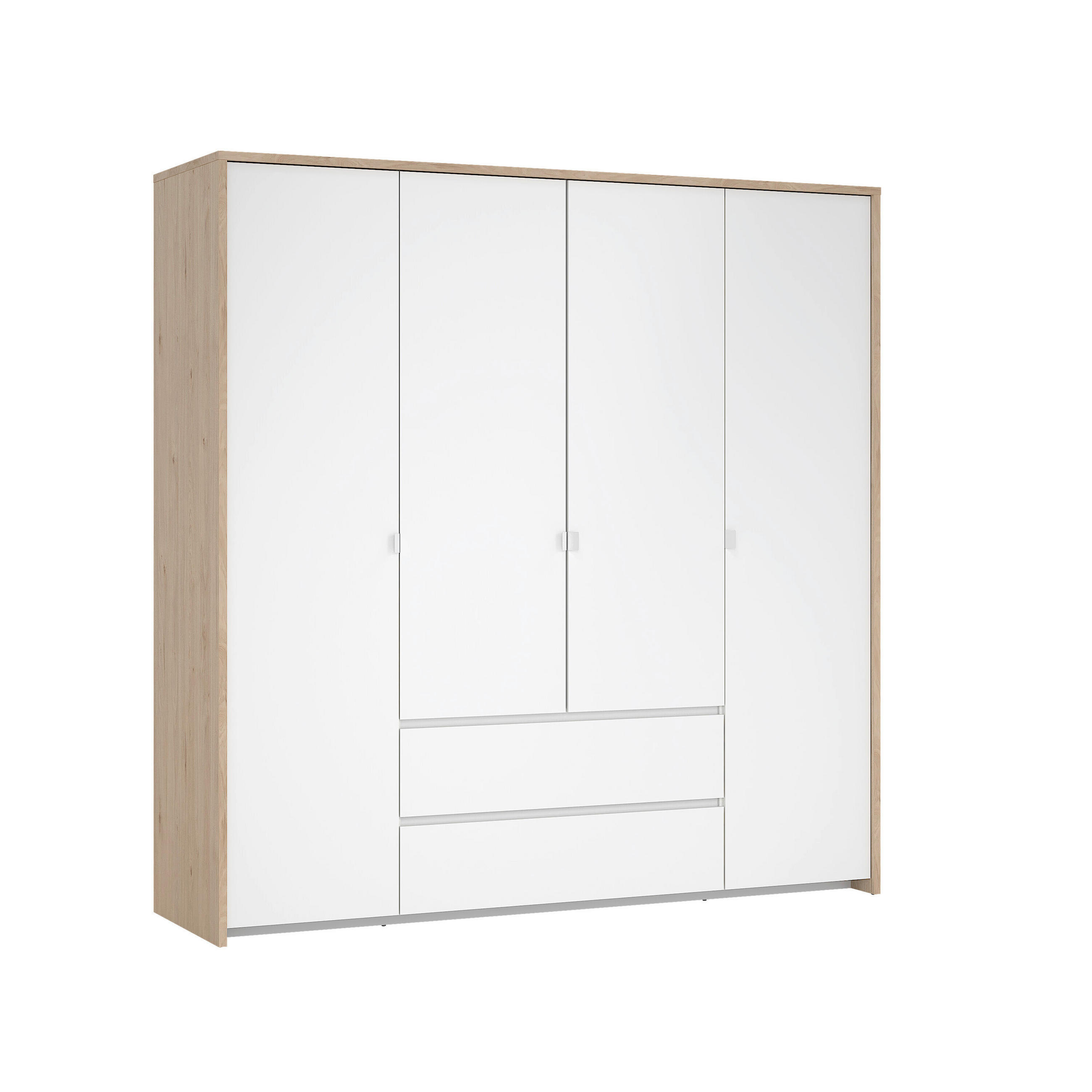 DREHTÜRENSCHRANK 197/202/58 cm,  in Weiß, Eichefarben, 4-türig  - Eichefarben/Weiß, KONVENTIONELL, Holzwerkstoff/Metall (197/202/58cm) - Boxxx