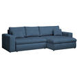 ECKSOFA Blau Chenille  - Blau/Schwarz, KONVENTIONELL, Kunststoff/Textil (292/150cm) - Hom`in