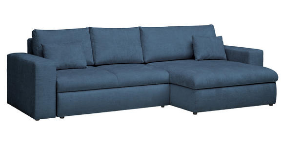 ECKSOFA in Chenille Blau  - Blau/Schwarz, KONVENTIONELL, Kunststoff/Textil (292/150cm) - Hom`in