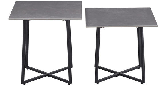 COUCHTISCHSET 45/45/45/45/41/46 cm quadratisch Schwarz, Hellgrau  - Hellgrau/Schwarz, Design, Stein/Metall (45/45/45/45/41/46cm) - Carryhome