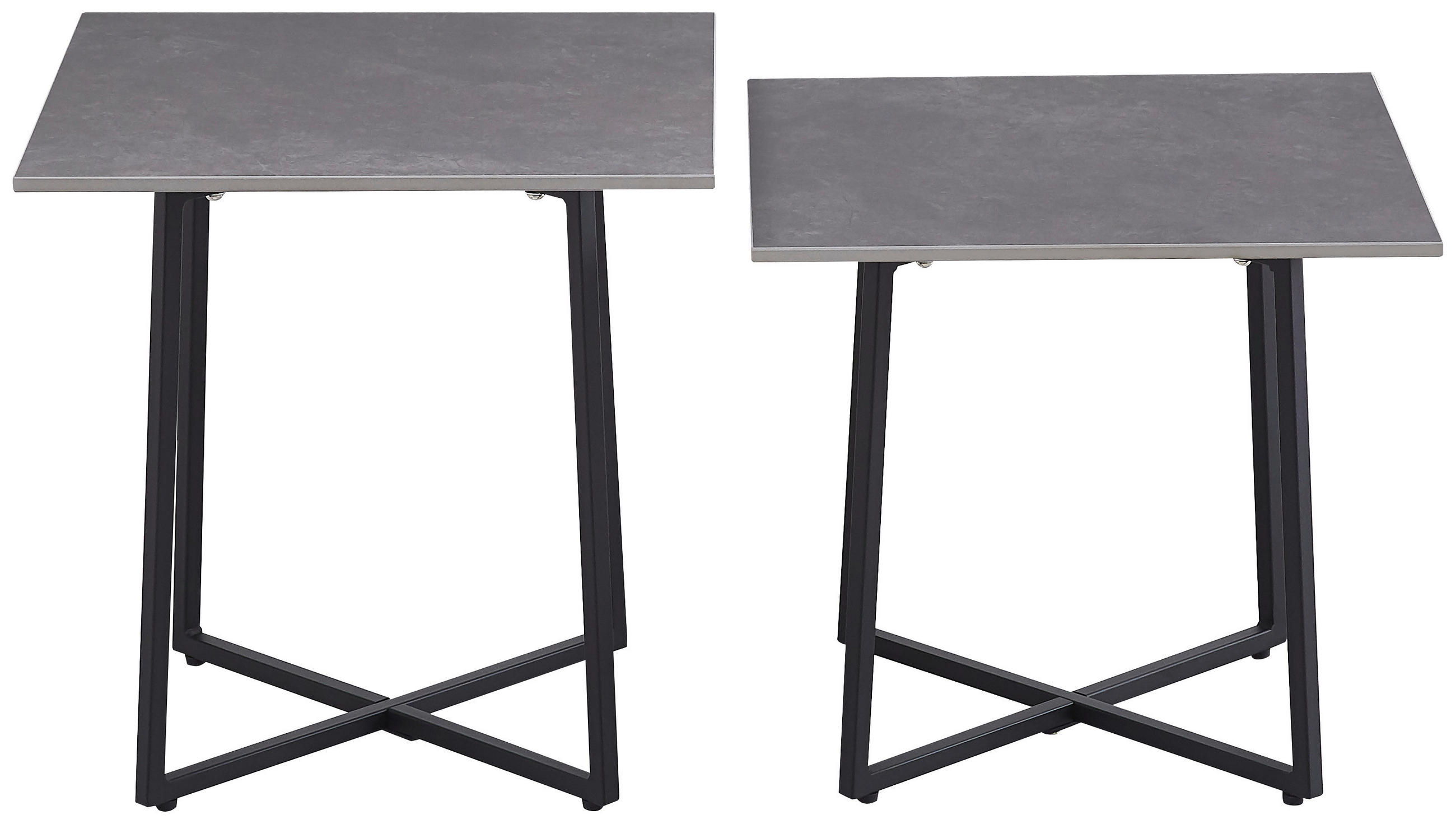 COUCHTISCHSET 45/45/45/45/41/46 cm quadratisch Schwarz, Hellgrau  - Hellgrau/Schwarz, Design, Stein/Metall (45/45/45/45/41/46cm) - Carryhome