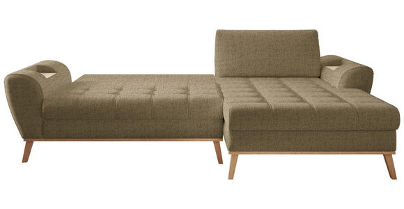 ECKSOFA in Webstoff Olivgrün  - Eichefarben/Olivgrün, Design, Holz/Textil (282/175cm) - Carryhome