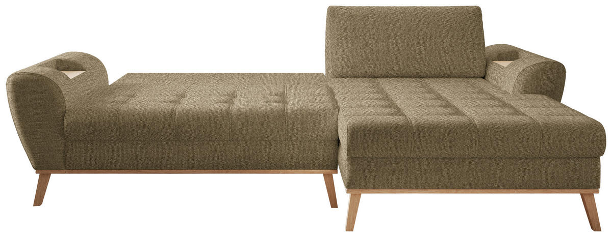 ECKSOFA in Webstoff Olivgrün  - Eichefarben/Olivgrün, Design, Holz/Textil (282/175cm) - Carryhome