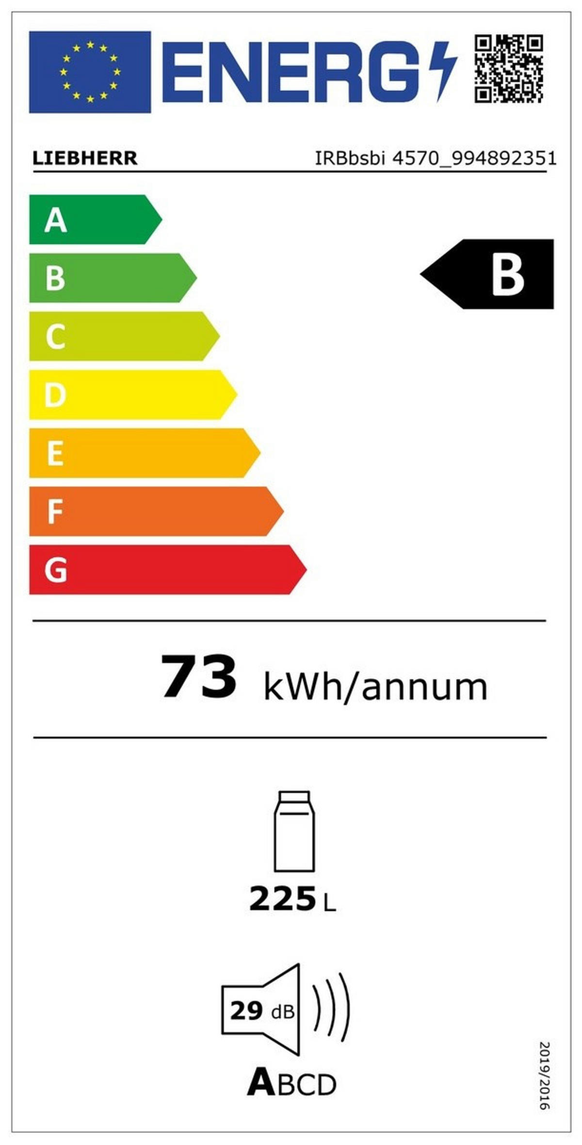 KÜHLSCHRANK 56-57/139-142/55 cm IRBBSBI4570-22  - Schwarz/Weiß, Basics, Kunststoff/Metall (56-57/139-142/55cm) - Liebherr