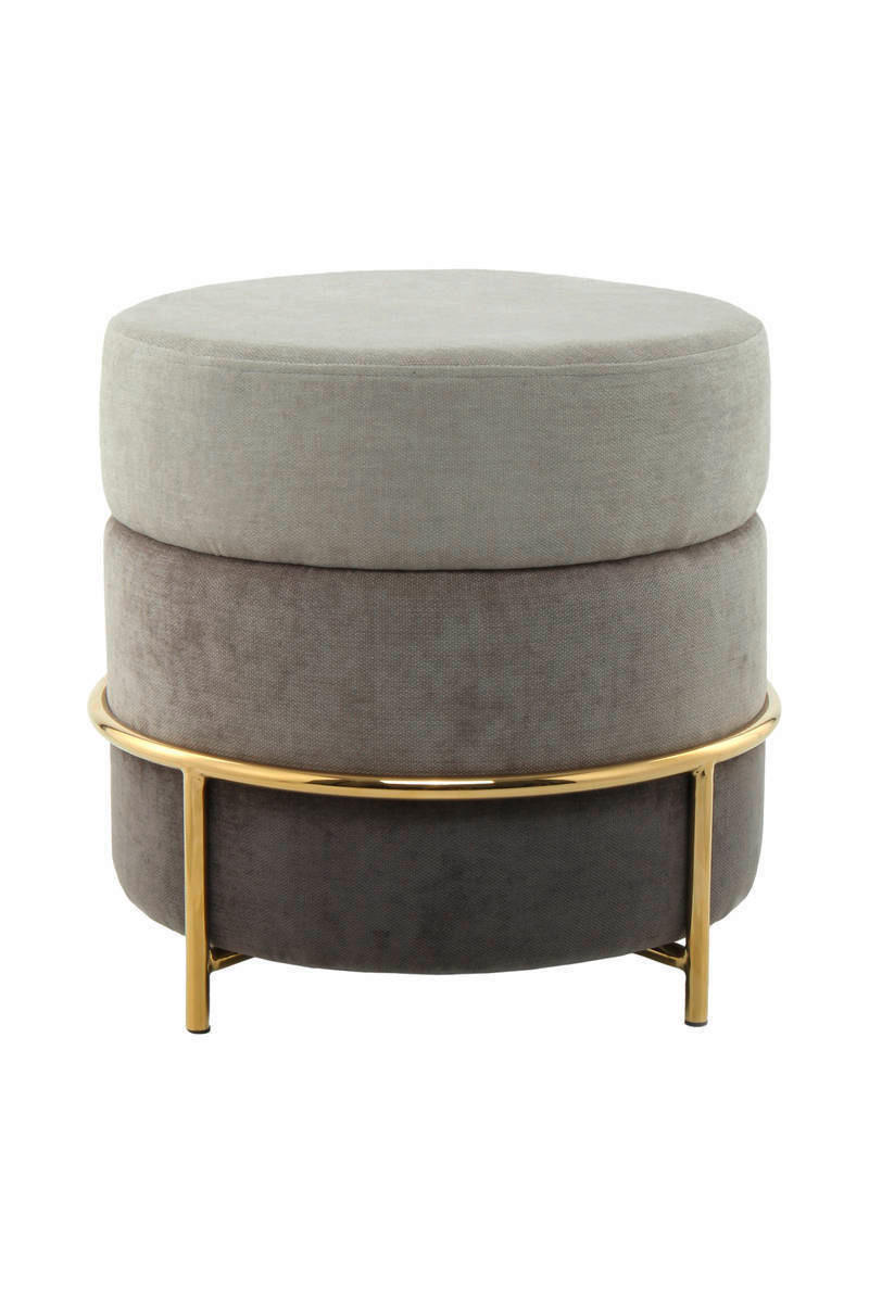 HOCKER Struktur Grau, Goldfarben  - Goldfarben/Grau, Basics, Textil/Metall (48,5/46/48,5cm) - Kayoom