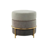HOCKER in Metall, Textil, Holzwerkstoff Grau, Goldfarben  - Goldfarben/Grau, Basics, Holzwerkstoff/Textil (48,5/46/48,5cm) - Kayoom
