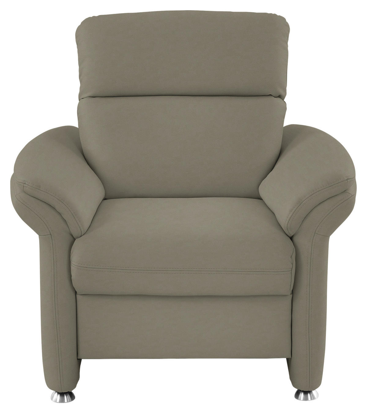 SESSEL in Echtleder Hellgrau  - Hellgrau/Alufarben, KONVENTIONELL, Leder/Metall (98/96/92cm) - Beldomo Premium