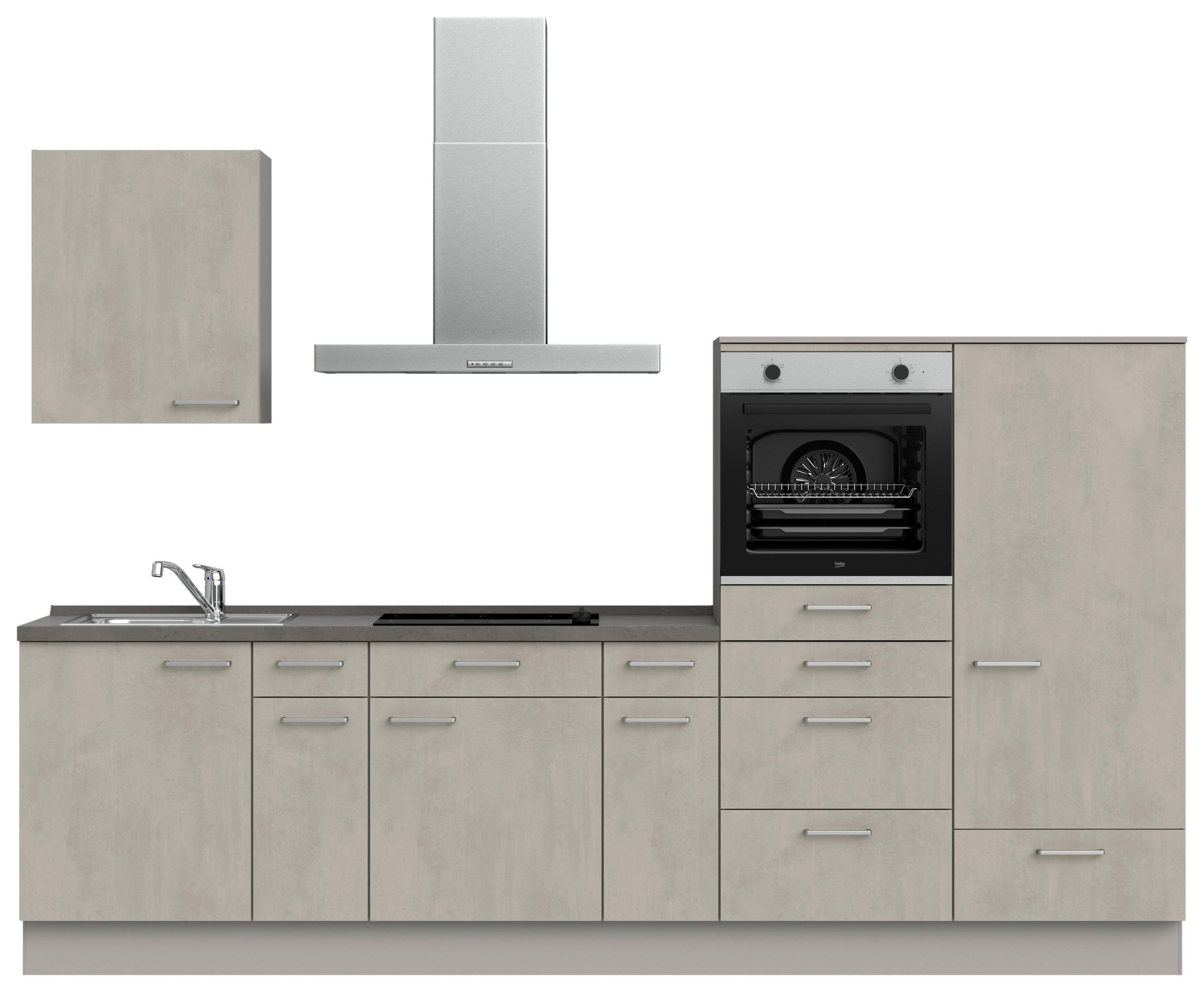 KÜCHENLEERBLOCK 300 cm   in Grau, Schieferfarben, Hellgrau  - Schieferfarben/Edelstahlfarben, MODERN, Holzwerkstoff/Metall (300cm) - Nobilia