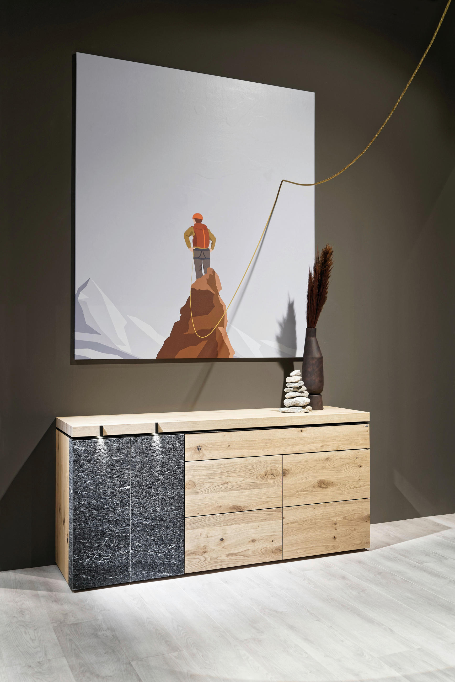 SIDEBOARD  in 192,2/89,4/52,1 cm  - Alteiche, Design, Holz/Stein (192,2/89,4/52,1cm) - Voglauer