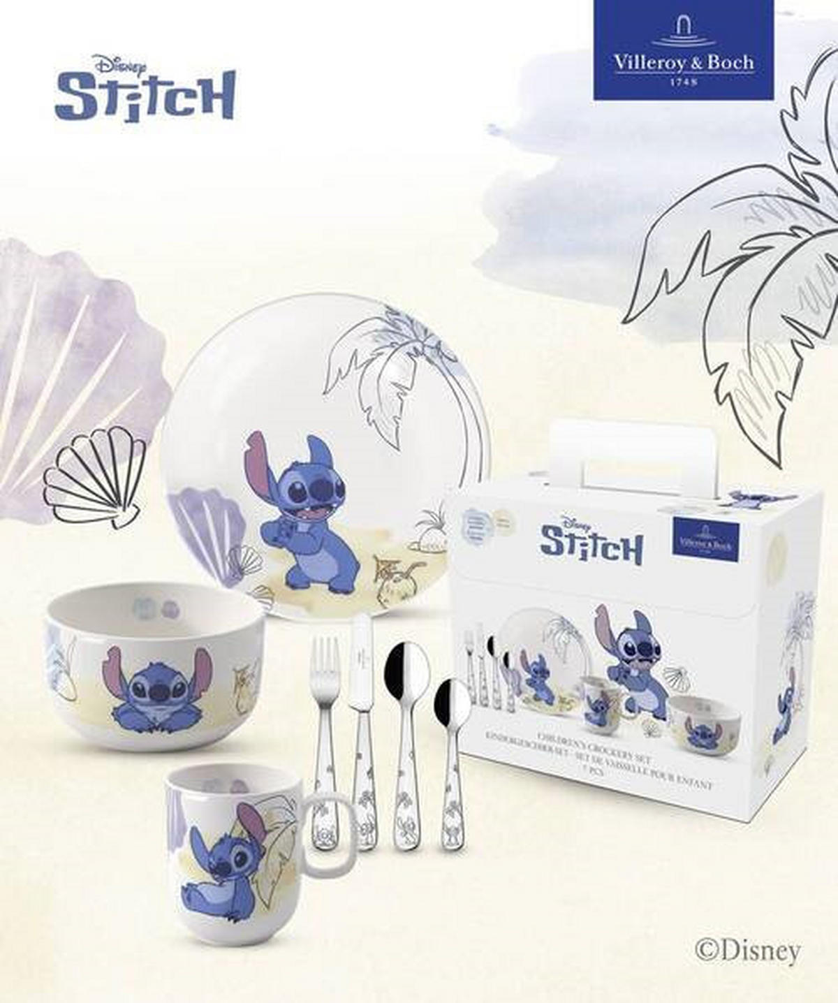 KINDERGESCHIRRSET Disney Stitch 7-teilig  - Multicolor, Basics, Keramik (26,6/13,3/23,2cm) - Villeroy & Boch