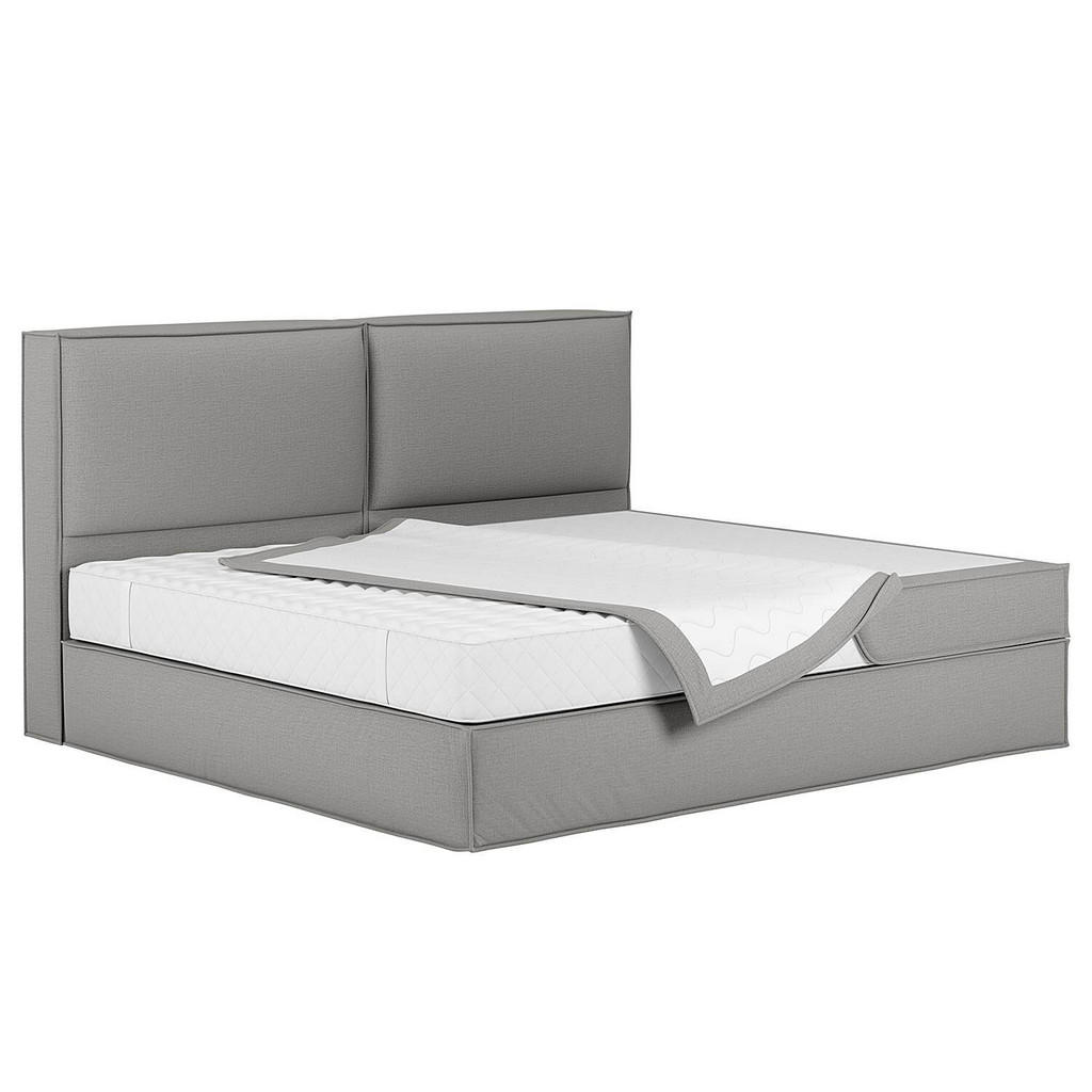Thumbnail - home24 Boxspringbett, Hellgrau, Textil, H2 + H3, 7-Zonen, Höhe ca. 24 cm, 240x220 cm, gepolstertes Kopfteil, Topper durc...