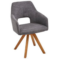 ARMLEHNSTUHL  in Webstoff  - Eichefarben/Anthrazit, Design, Holz/Textil (57/84/57cm) - Voleo
