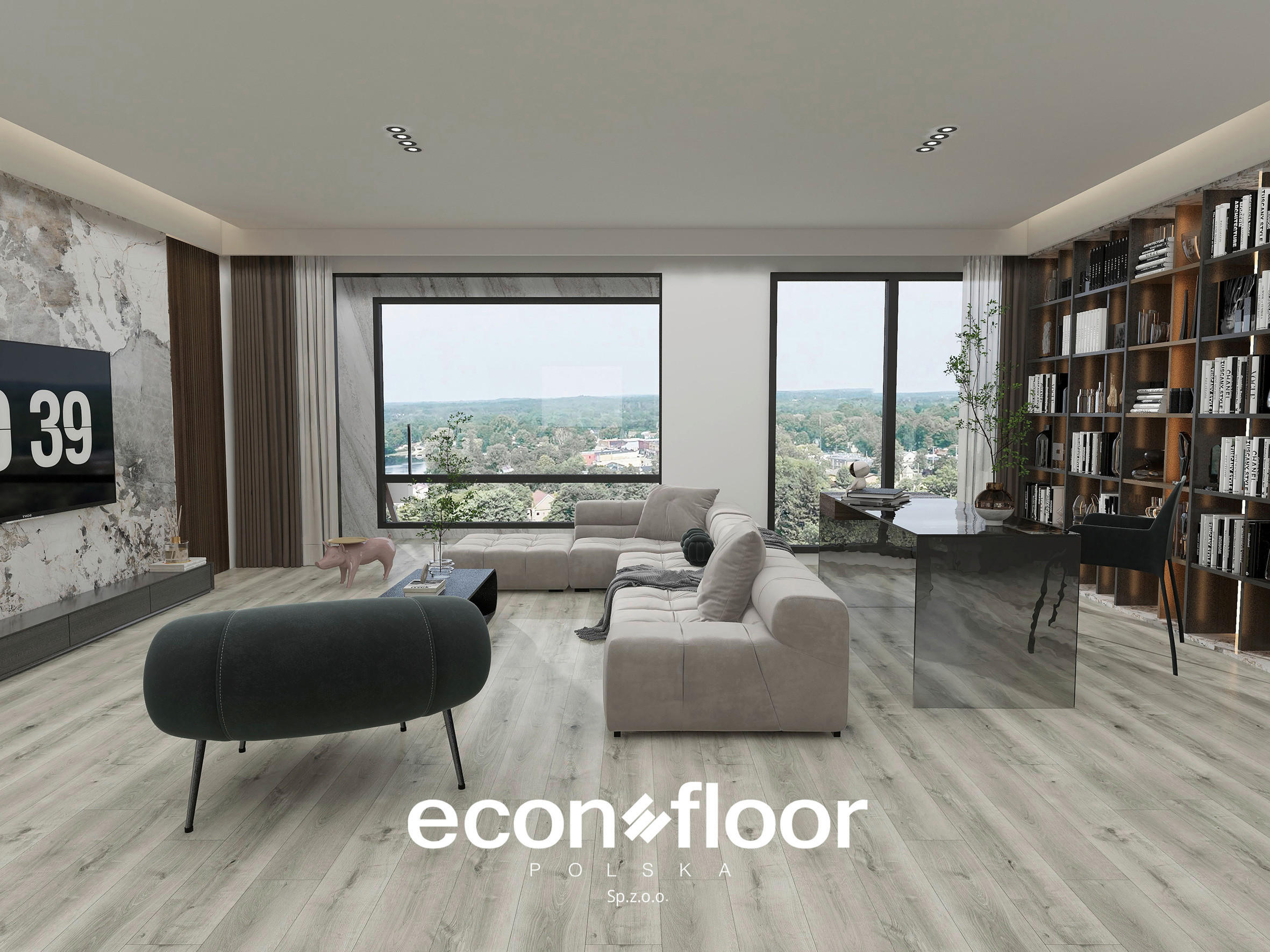 VINYLBODEN Econfloor LA BOHEME 55 ONTANO WHITE  per  m² - Hellgrau, Basics, Kunststoff/Stein (23/128/0,57cm)